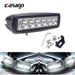 Casago CS6I61P 6 Inch 6 LED Fog Light IP67 Waterproof CREE LED Flood Bar with Mounting Brackets for Motorcycle and Cars (18W)