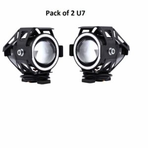 Casago CSU7B2P U7 CREE LED Fog Light with Hi/Lo Flashing Flood Beam and Blue Angel Eyes Ring for Cars and Motorcycles (15W)