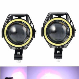 Casago CSU7M2P U7 CREE LED Fog Light with Hi/Lo Flashing Flood Beam and White Angel Eyes Ring for Cars and Motorcycles (15W)