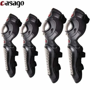 Casago Adult Universal Flexible Breathable Adjustable Knee Shin Guard Elbow Armor Protector for Biker Riders and Sports (4Pcs)