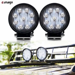 Casago CS9FW1P 4 Inch 9 LED Round Fog Light Waterproof Driving Flood Lamp with Mounting Bracket for Motorcycle and Cars (27W)