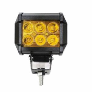 Casago CS6FY1P 6 LED Fog Light Waterproof CREE LED Spotlight with Installation Accessories for Cars and Bikes (18W, Amber Yellow)